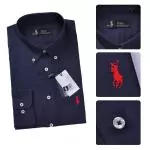 ralph lauren hommes createur chemises manche longue 2019U polo bresil poney coton saphir